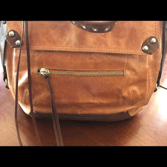 Tano Orange Distressed Glazed Leather Bucket Bag - Picture 7 of 16